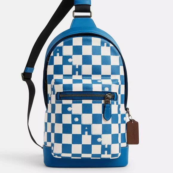🥰 Coach West Pack With Checkerboard Print - Picture 2 of 9